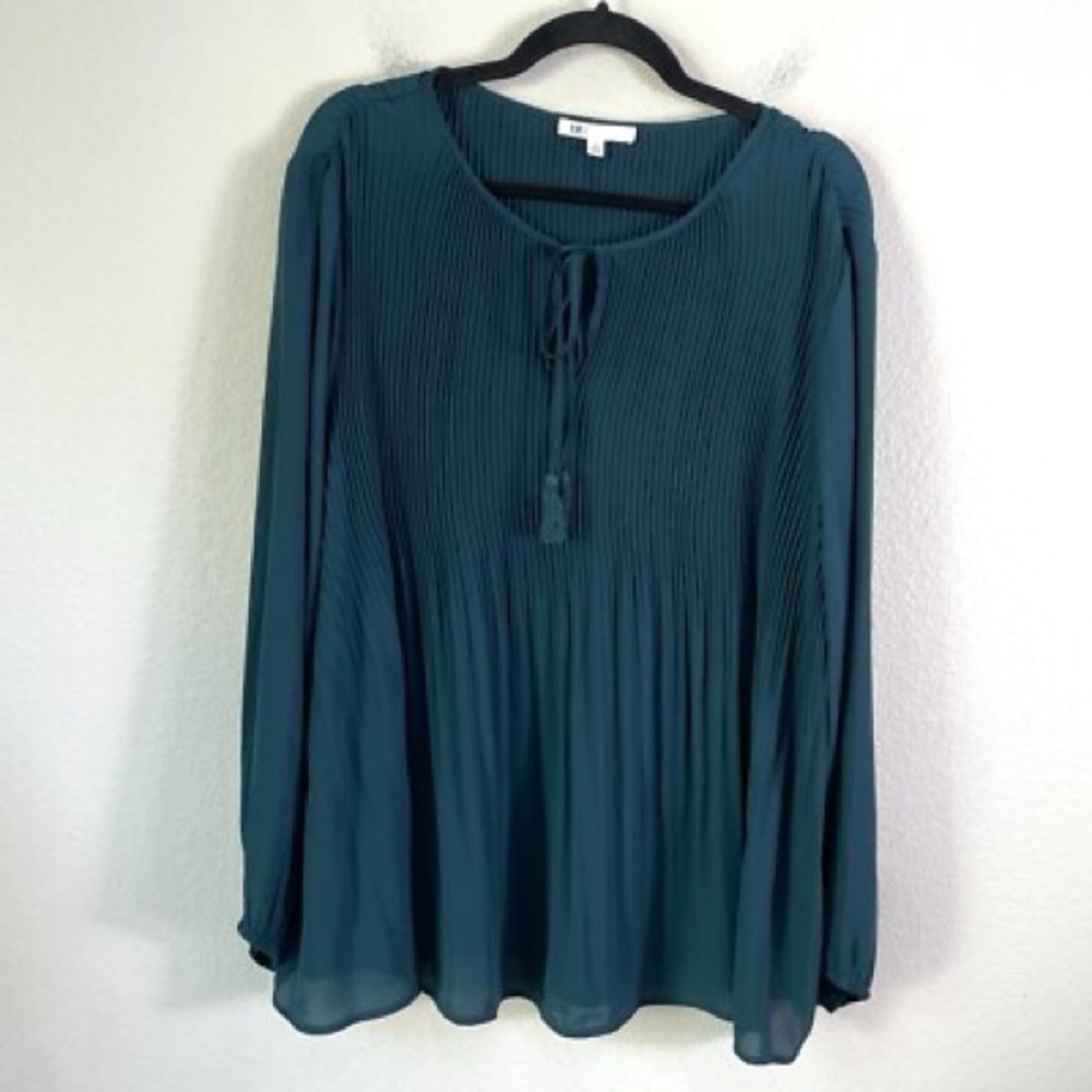 Elegant Teal Pleated Blouse